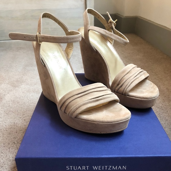 Stuart Weitzman Suede Wedge Sandals - Picture 3 of 13